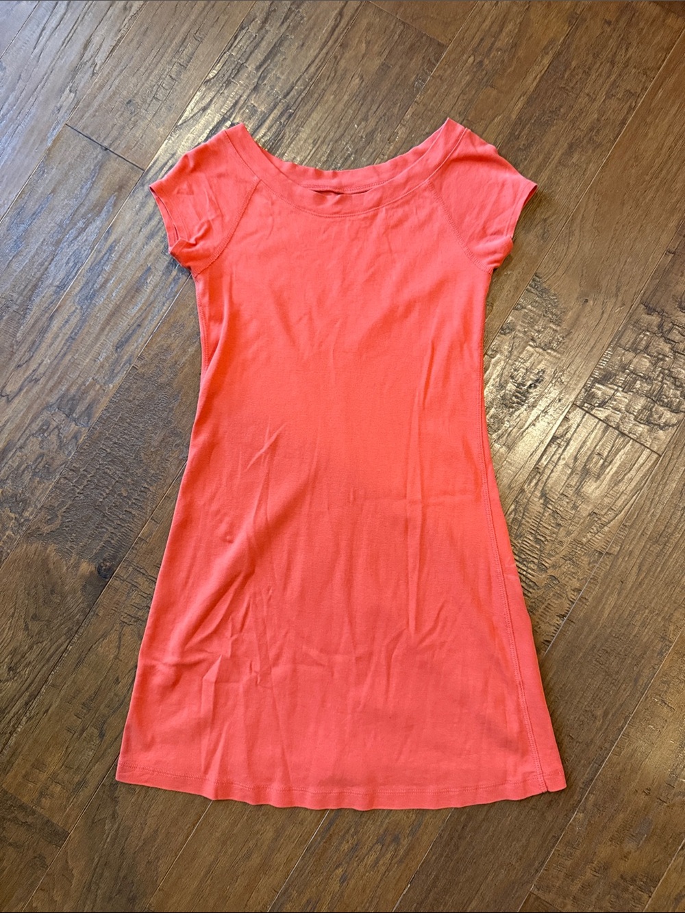 Chelsea & Theodore Coral Scoop Neck Cotton Dress
